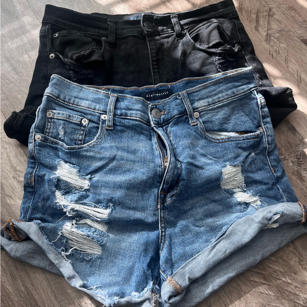 Aeropostale Black and Blue Jean Shorts